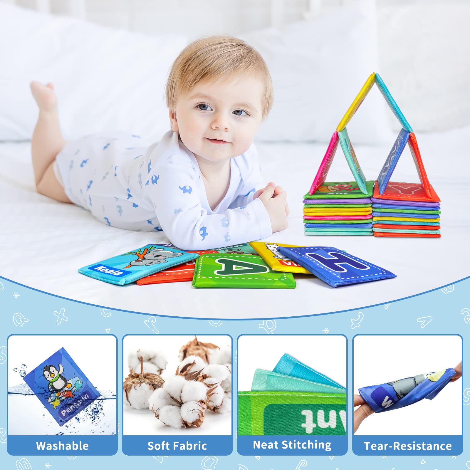Dr.Rapeti Soft Alphabet Cards are safe for bath time and water play.