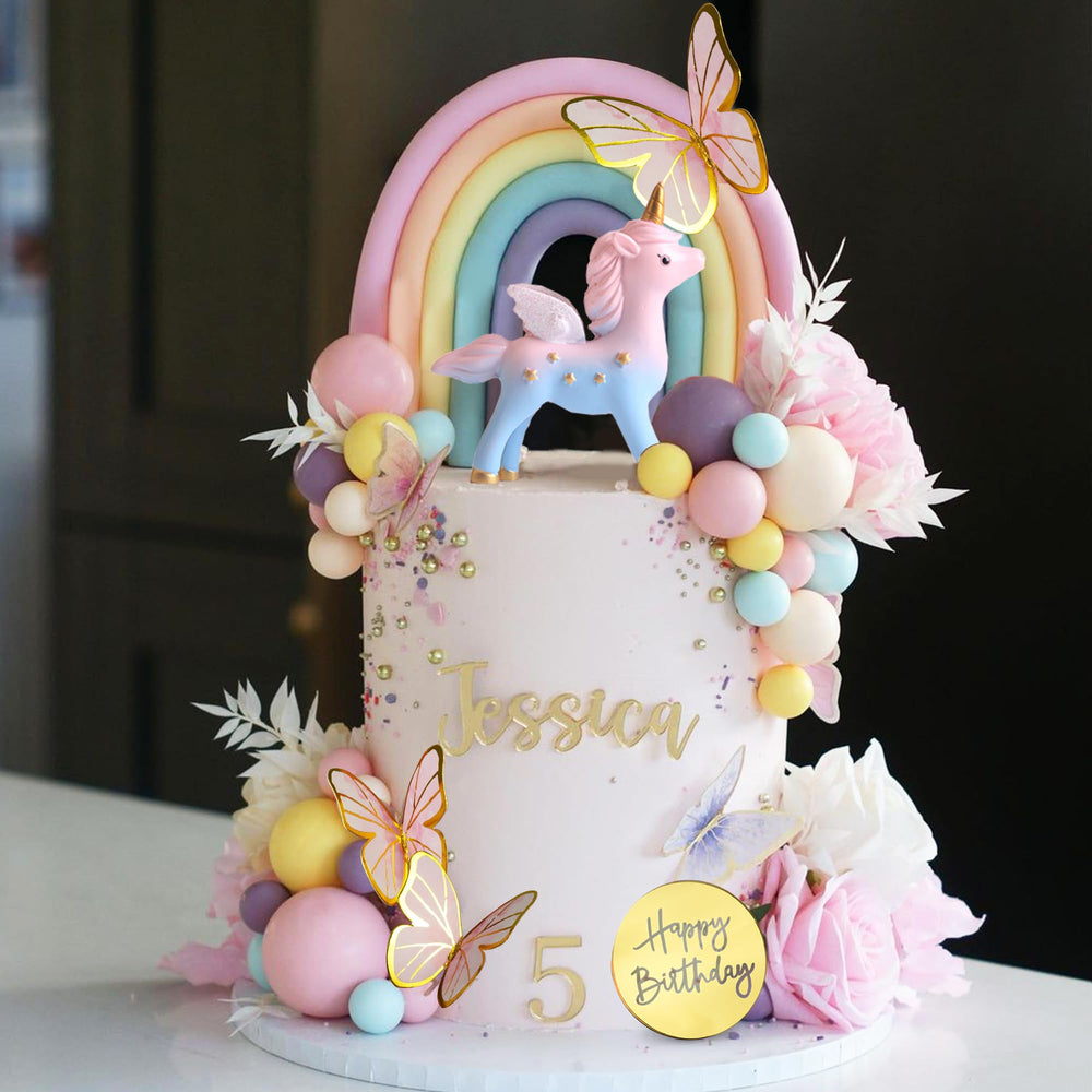 DRWATE unicorn cake topper enhances birthday cake with whimsical focal point