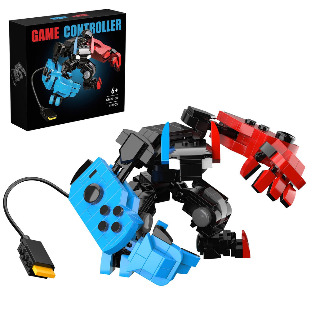 DRZYJ Building Block Set shows a robot assembly with bold red and blue bricks for creative building