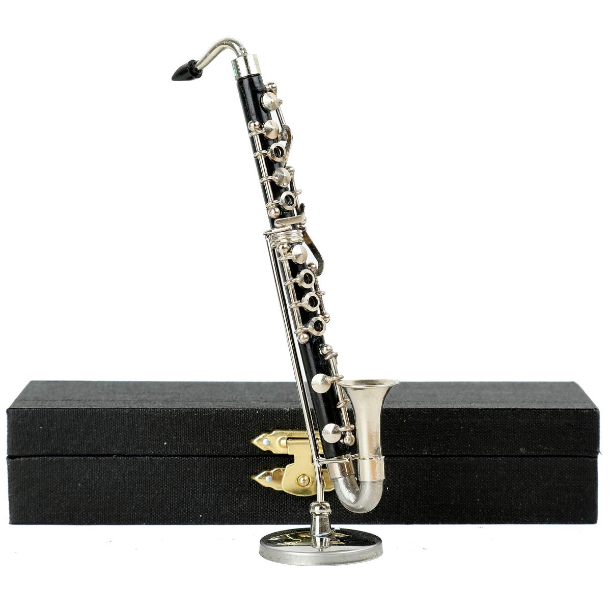 Dselvgvu miniature bass clarinet with stand for elegant display