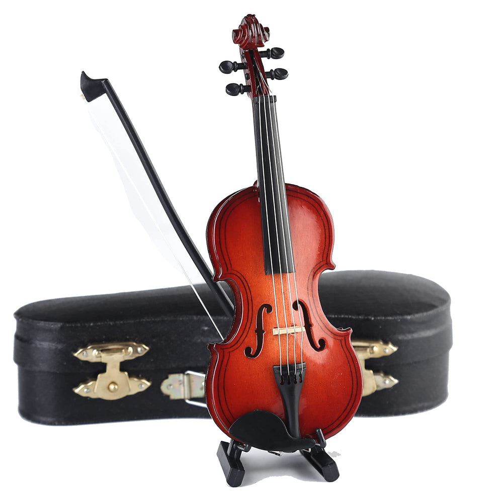 Dselvgvu wooden miniature violin case adds elegant display storage