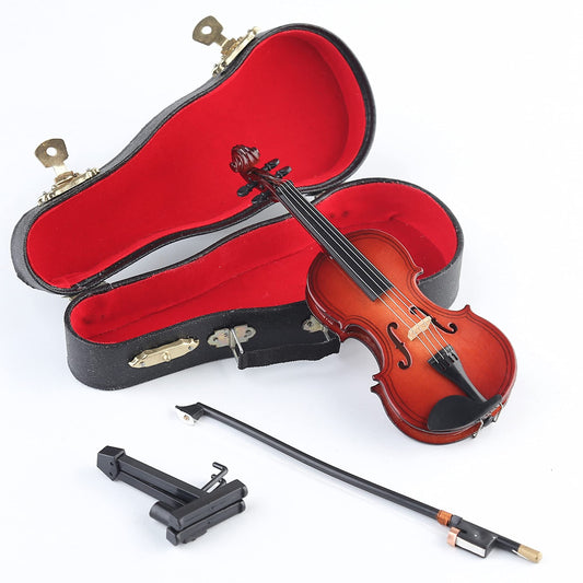 Dselvgvu wooden miniature violin with stand for refined display
