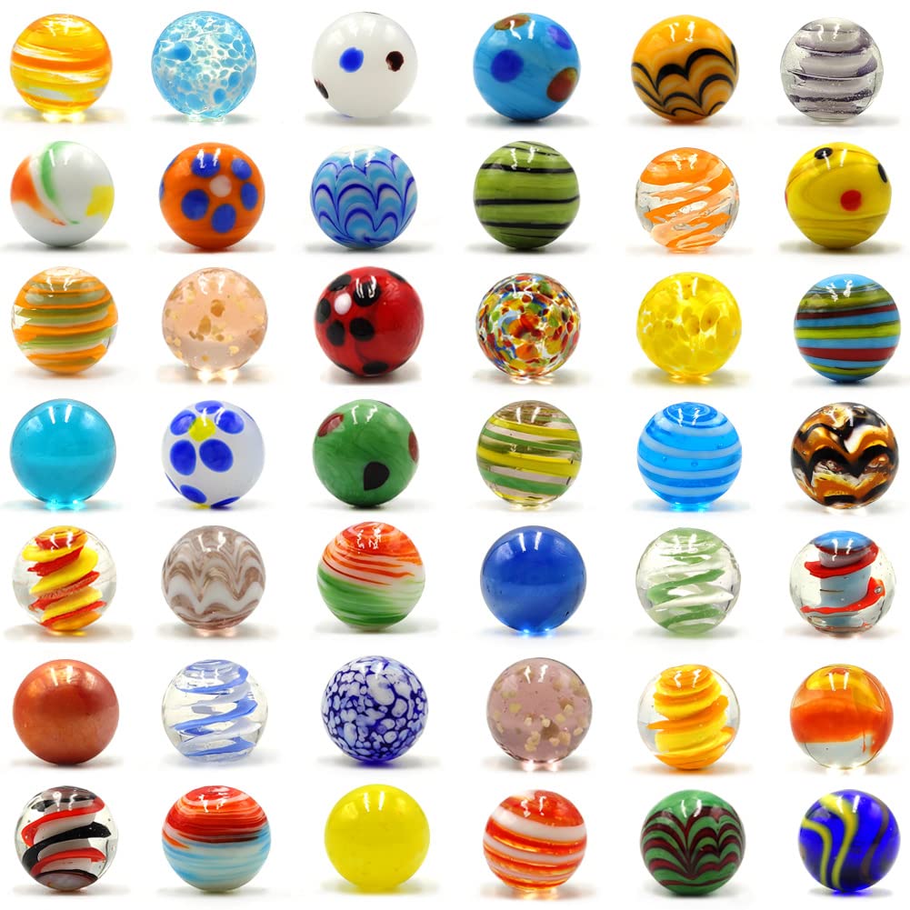 DSHMIXIA 42pcs handmade glass marbles for games and crafts.