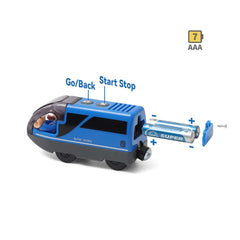 DSHMIXIA battery-operated train with magnetic couplings for easy linking to other cars.