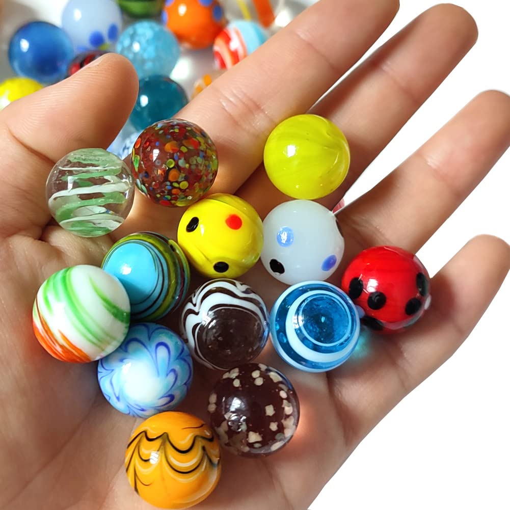DSHMIXIA glow-in-the-dark marbles glow softly for night play.