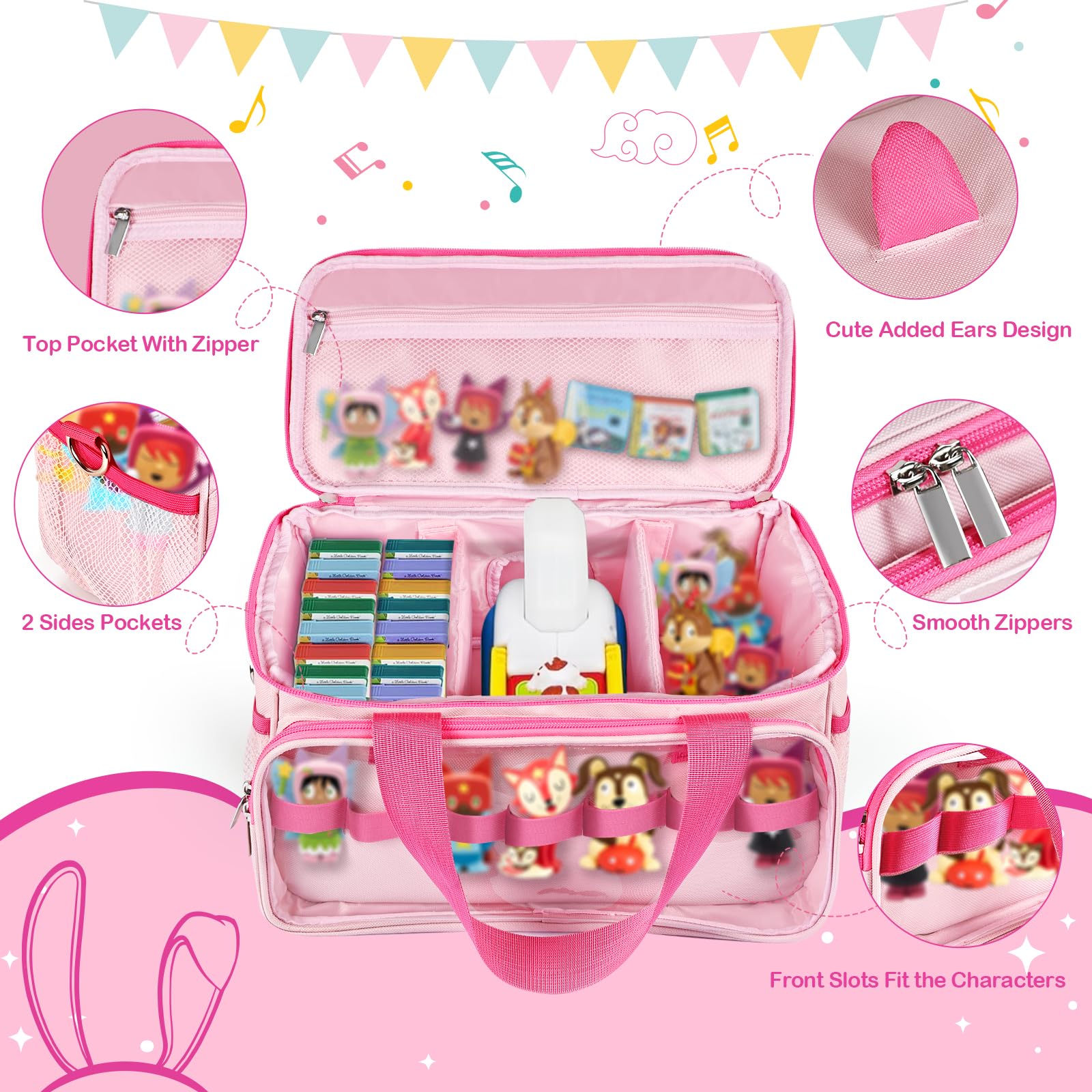Two internal dividers create three sections for Tonies and accessories.