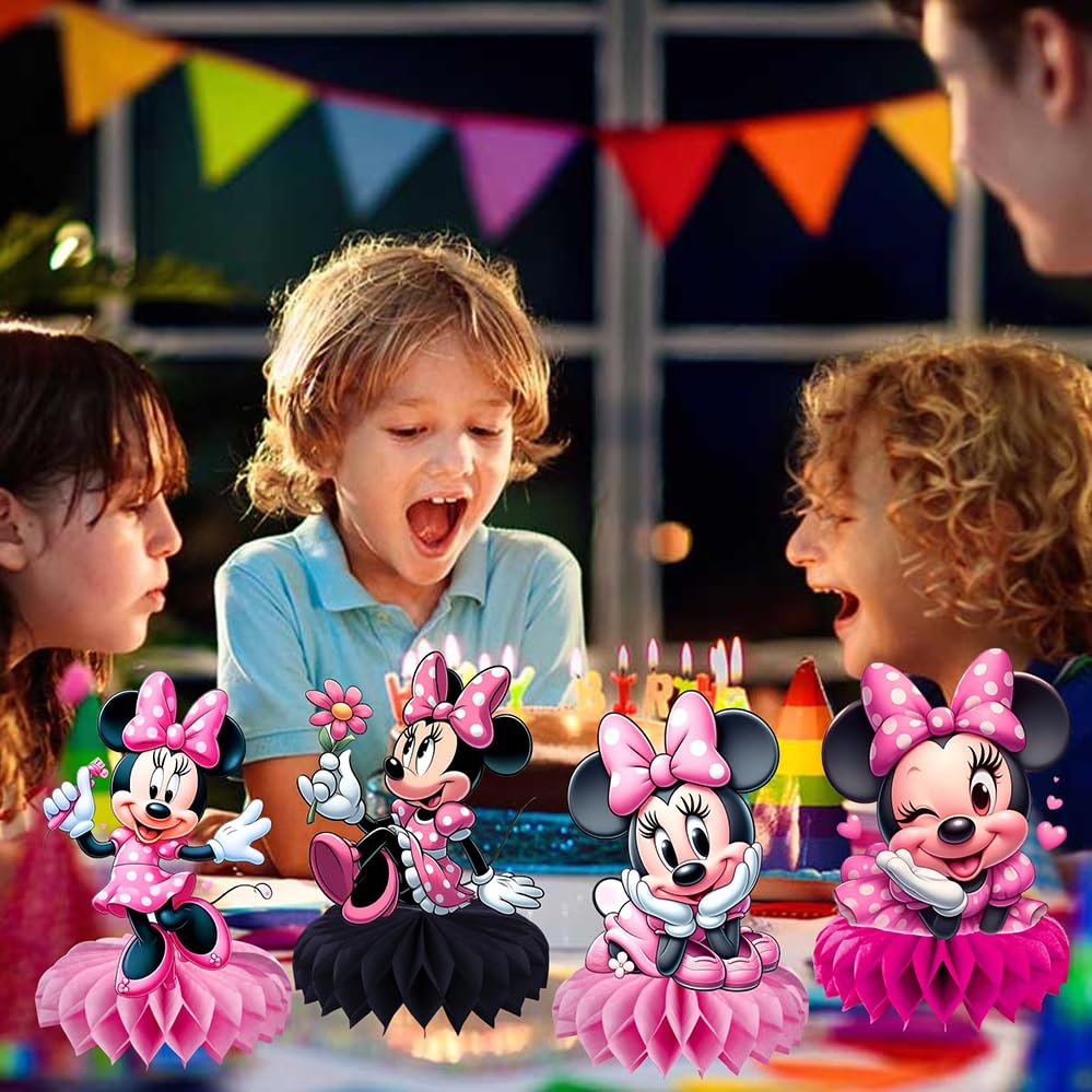 DSOE Minnie honeycomb centerpiece doubles as a cute party prop.