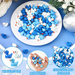 DTOFOOT 200Pcs white winter resin ducks with snowflakes add a delicate touch to displays.