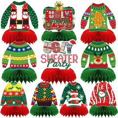 DTOFOOT Christmas Ugly Sweater honeycomb centerpiece adds festive table decor.