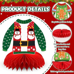 DTOFOOT 3D Ugly Sweater centerpiece creates playful holiday tablescape for gatherings.