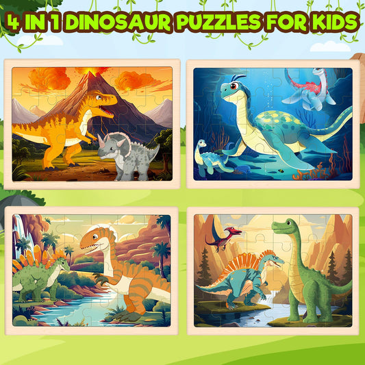Duchong wooden dino puzzle pieces 24 per pack for focused, independent play.
