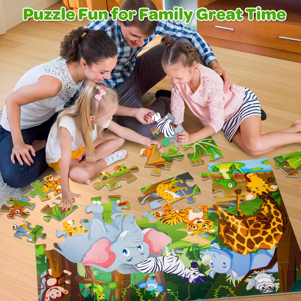 Duchong family puzzle time promotes cooperation and warm, shared play experiences