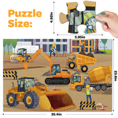 Duchong jumbo puzzle close-up of bright construction vehicles to boost recognition