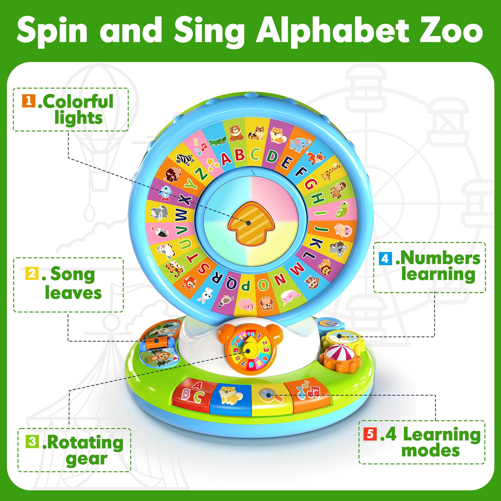 Duchong alphabet zoo sounds provide soothing melodies to calm and engage toddlers.
