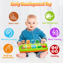 Duchong pop-up toy hand motor skills through pressing and turning actions.