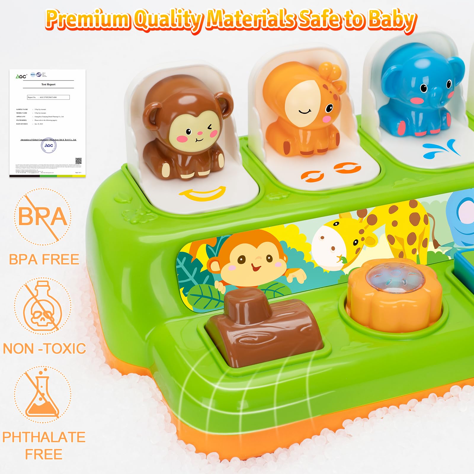 Duchong pop-up toy sensory discovery supports early learning via touch and movement.