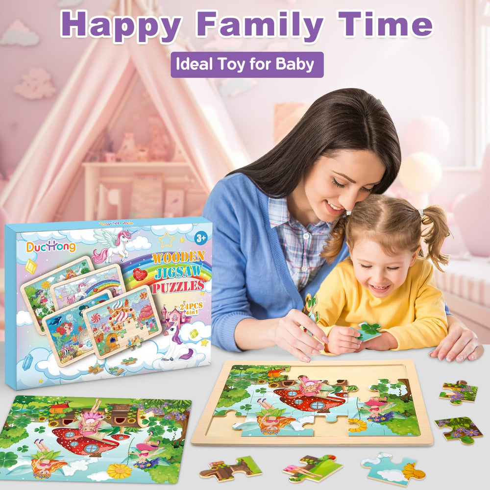Duchong colorful wooden puzzle pieces invite tactile play and extended sessions