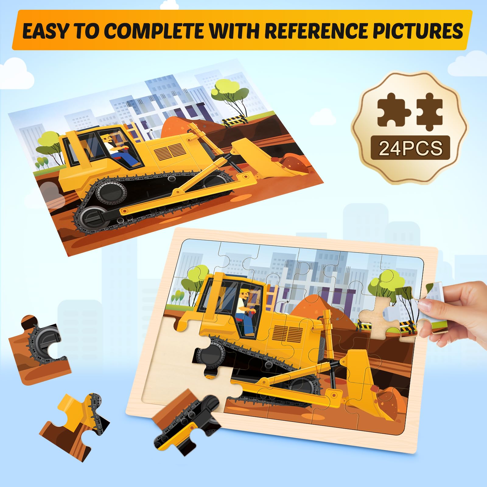 Duchong cement truck puzzle features sturdy wood and precise interlocks for easy assembly.