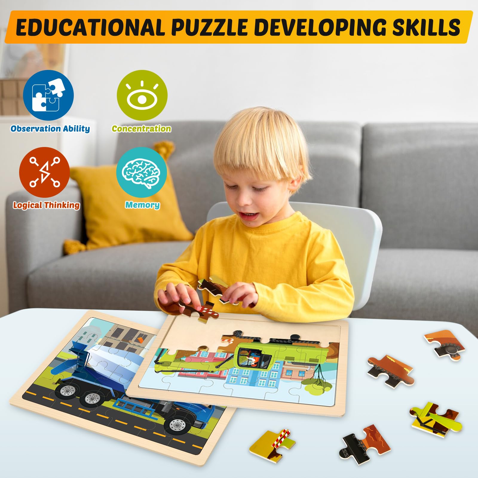 Duchong wooden puzzle for kids fosters safe handling and imaginative play.