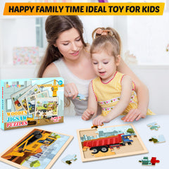 Duchong colorful vehicle wood pieces invite kids to build and imagine.
