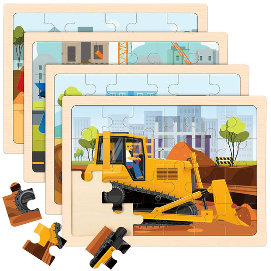 Duchong wooden puzzle with excavator assembly shows vivid colors to boost early engineering skills.