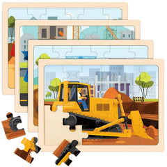 Duchong wooden puzzle with excavator assembly shows vivid colors to boost early engineering skills.