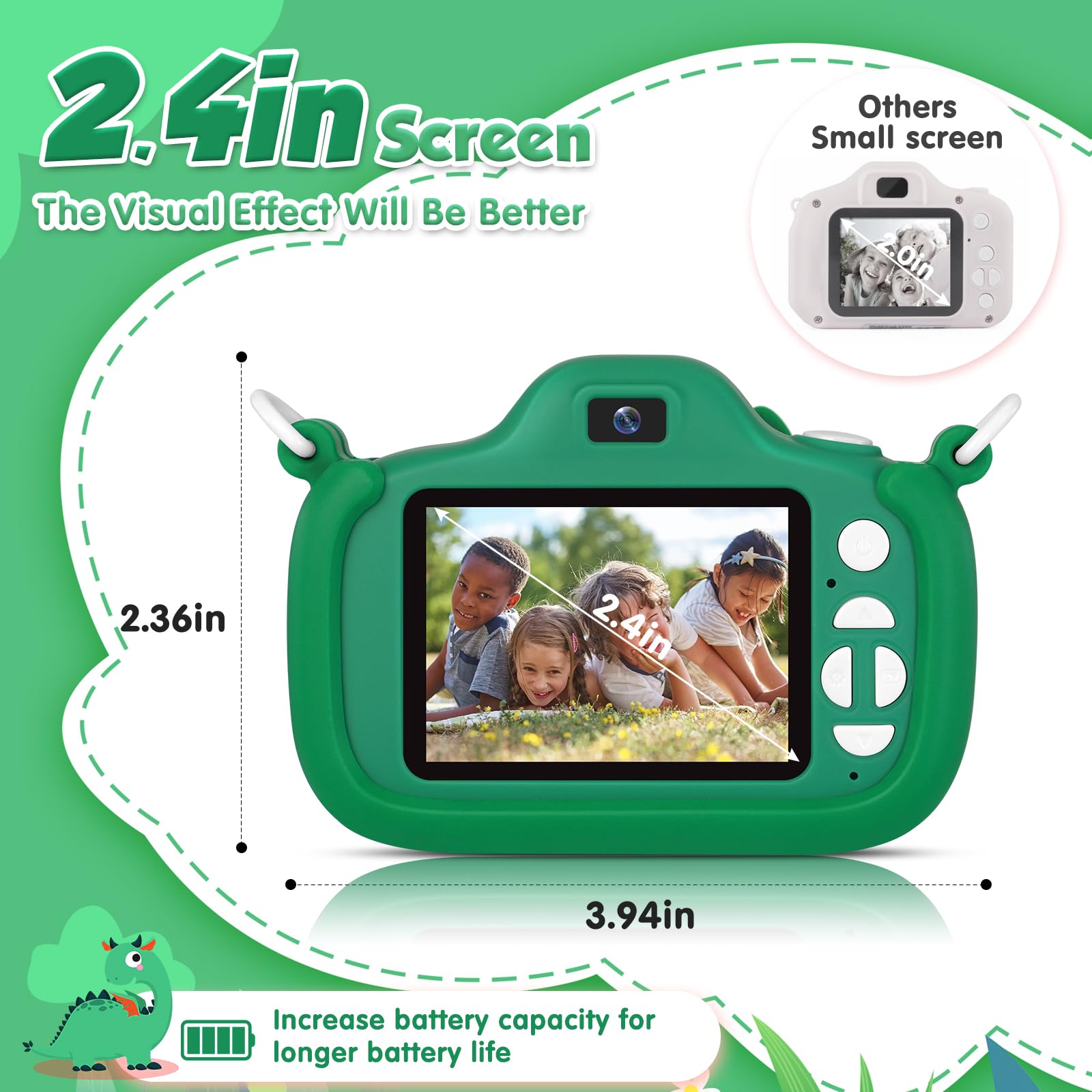 Duckart kids camera back view with simple controls for easy learning.
