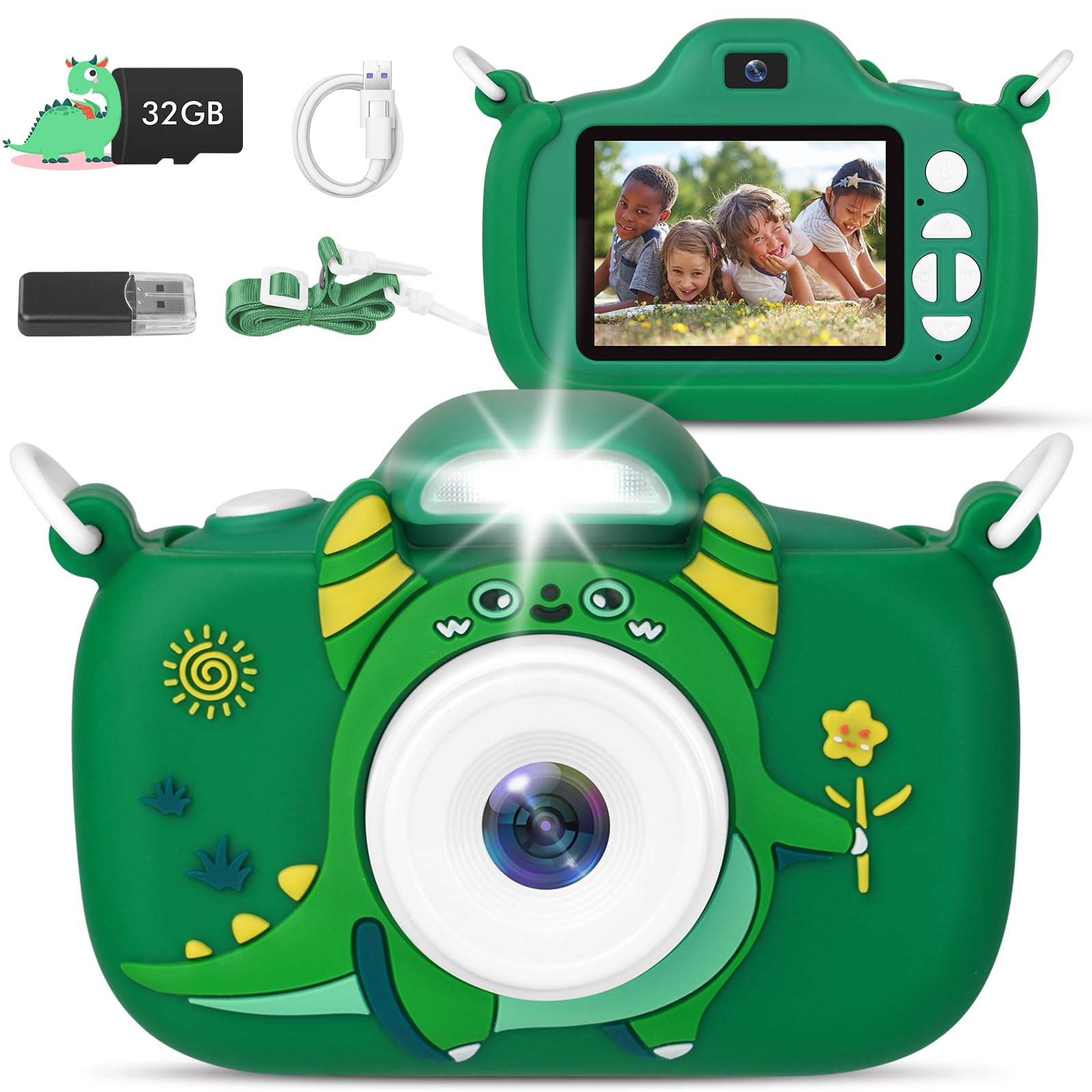 Duckart kids camera front view shows durable, kid-friendly design for active play.