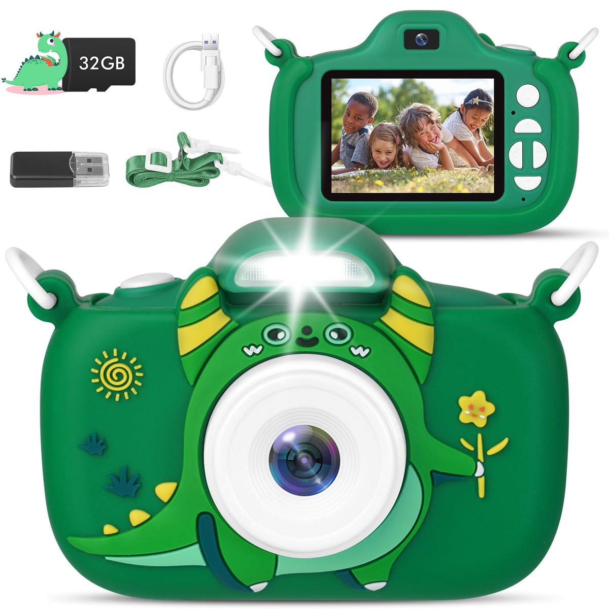 Duckart kids camera front view shows durable, kid-friendly design for active play.