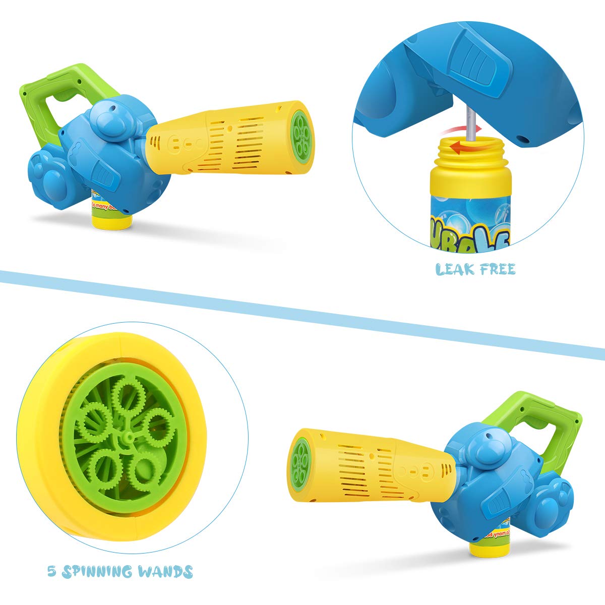Duckura cartoon stickers included for DIY bubble maker customization