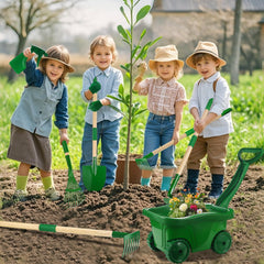Duckura Kids Gardening Tools Set shovel highlights kid-friendly handle and easy digging for budding gardeners.