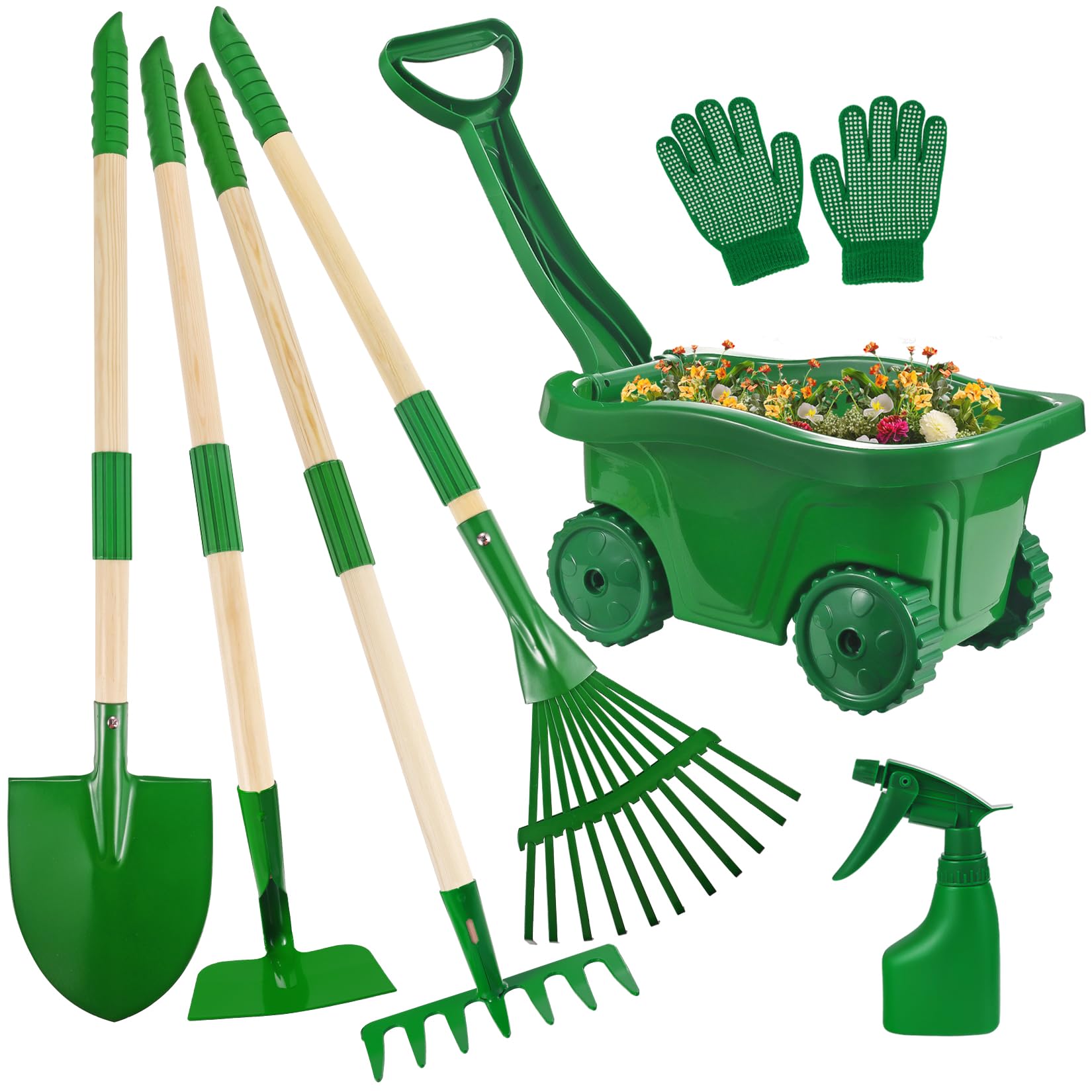 Duckura Kids Gardening Tools wheelbarrow for young gardeners
