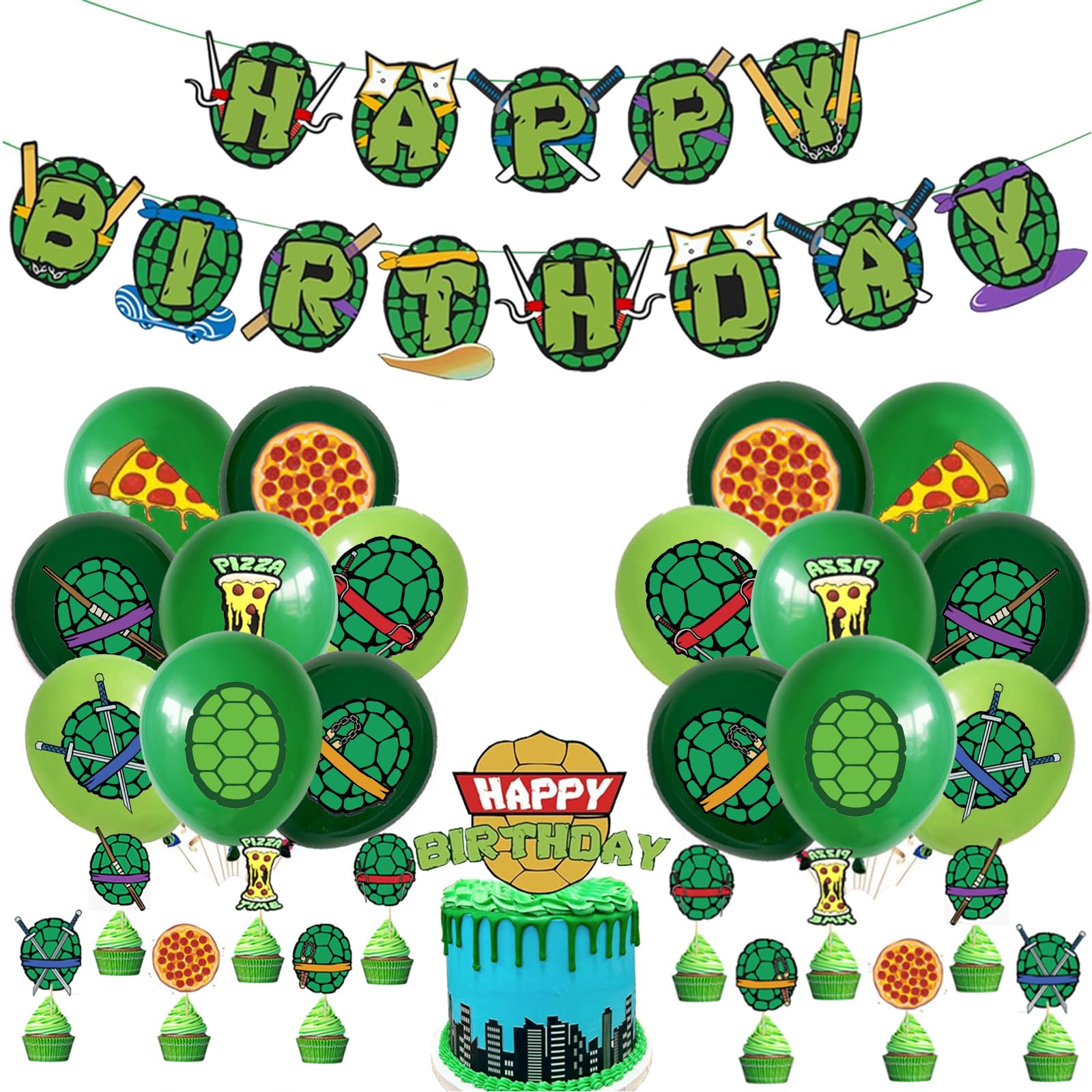 DUCTIAIARY turtle birthday banner decor enhances kids' party visuals