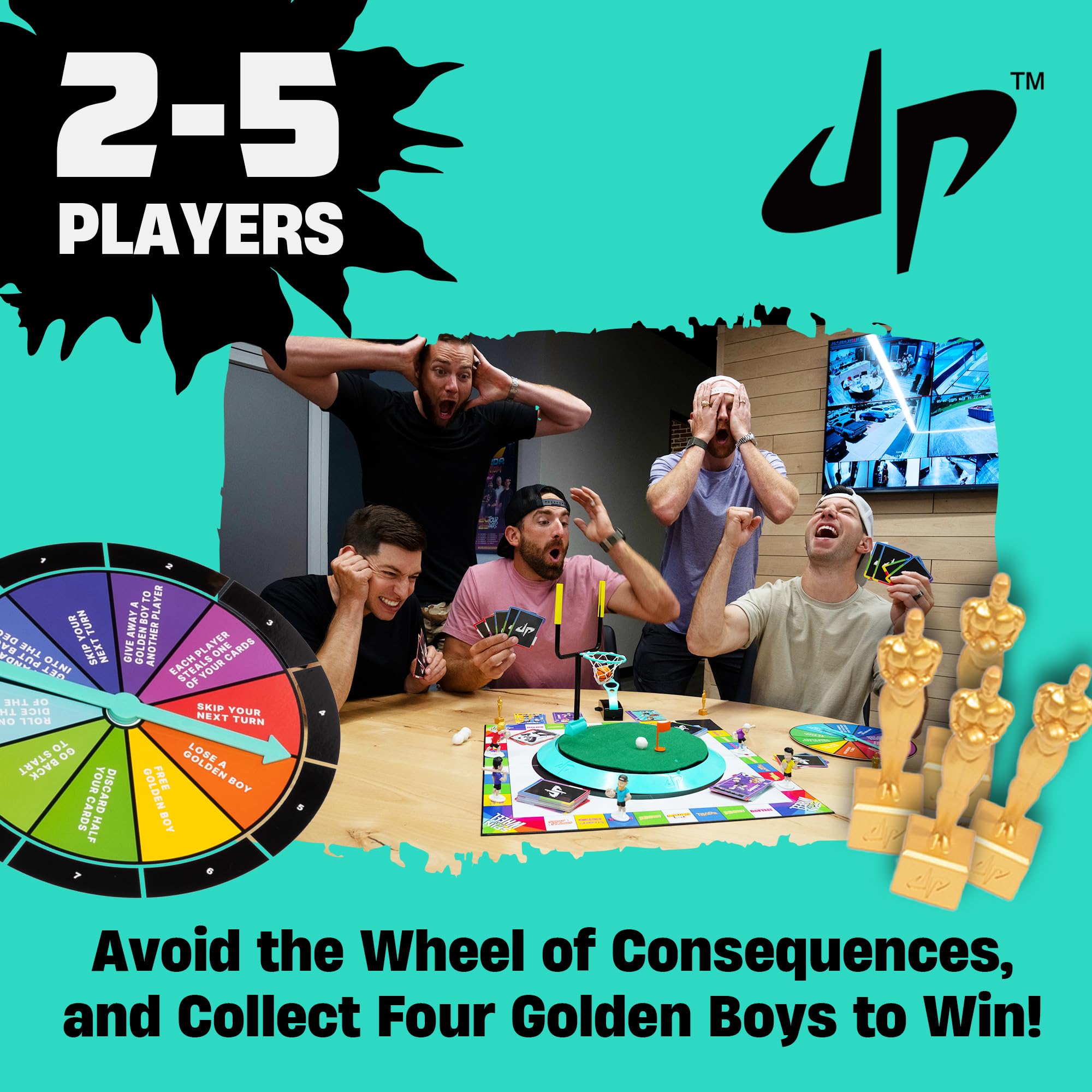 Dude Perfect Board Game basketball pieces prepared for sport challenges.
