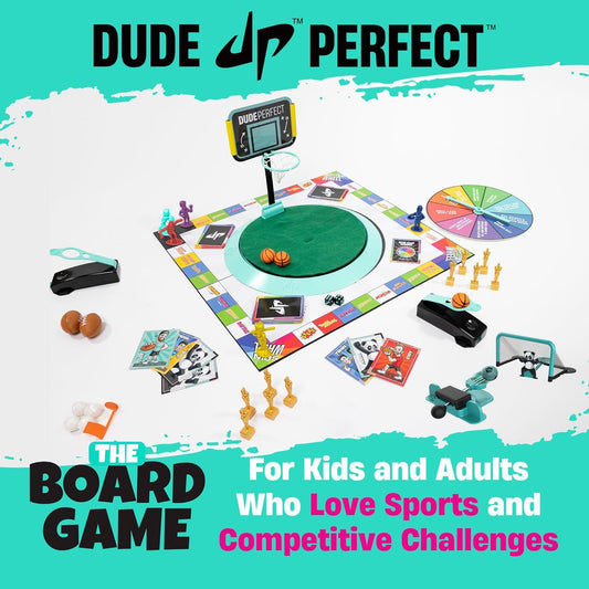 Dude Perfect board game contents golden-boys showcases collectible pieces for scoring excitement