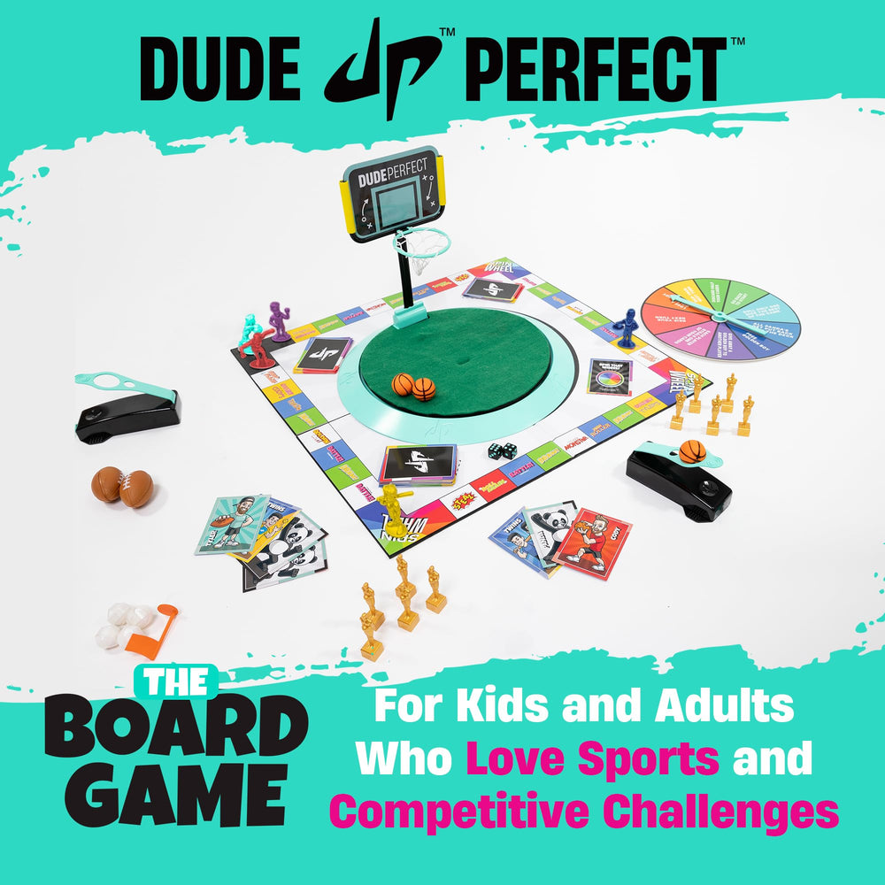 Dude Perfect Board Game dice close-up ready for quick rounds.