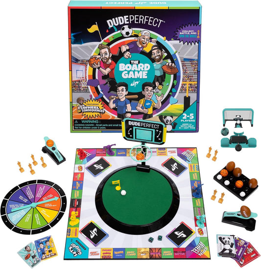 Dude Perfect board game with soccer add-on box hero enhances family game night anticipation
