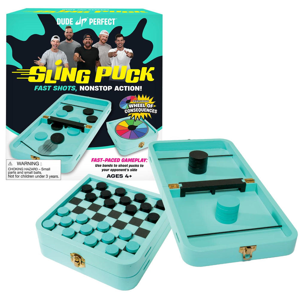Dude Perfect Sling Puck board top view for easy family game nights