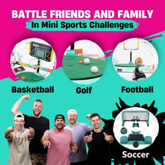 Dude Perfect soccer add-on ball launcher demonstrates action-packed goal attempts in play