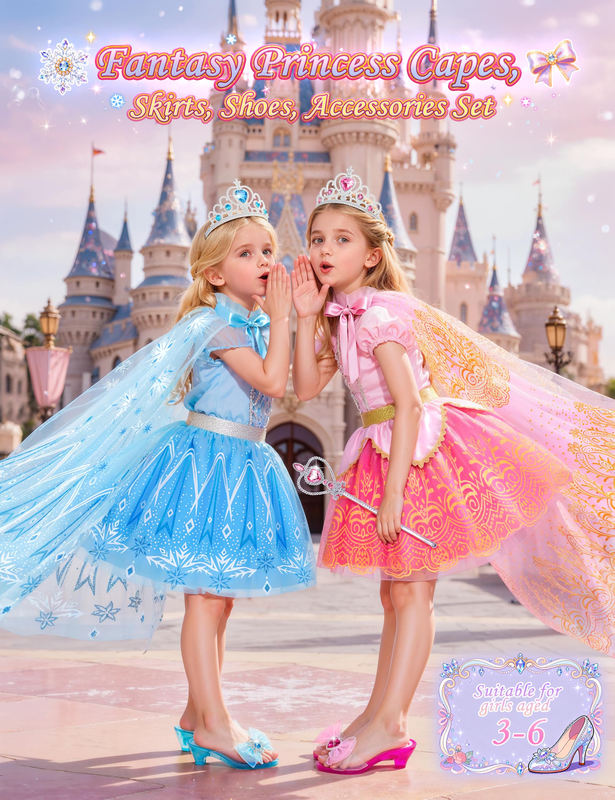 DUDUCOFU blue and pink princess capes for storytelling outfits