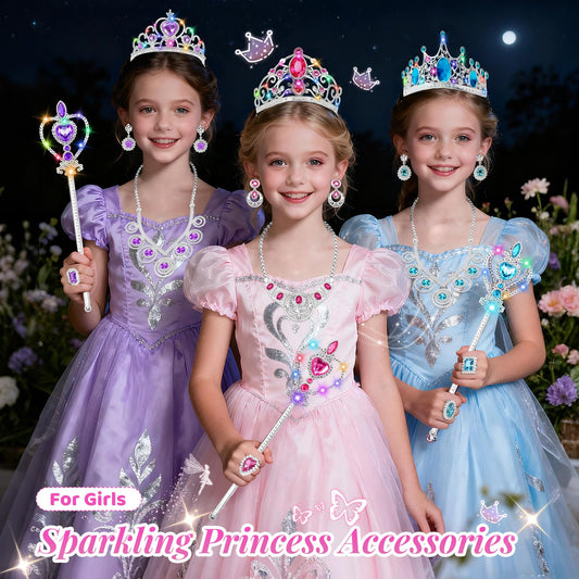 DUDUCOFU princess wands glow with rainbow lights for enchanting play.