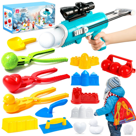 DUDUCOFU snowball launcher for backyard battles with adjustable distance and smooth throws