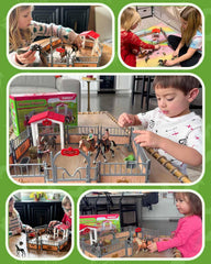 DuDuMo feeding and cleaning accessories support realistic stable routines.