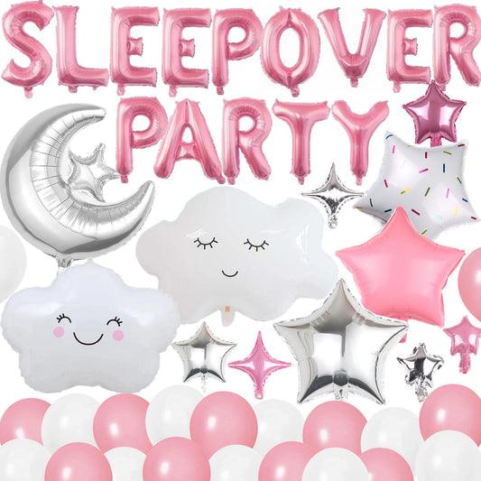 DUFACAI sleepover banner letters pink for photo-worthy backdrops