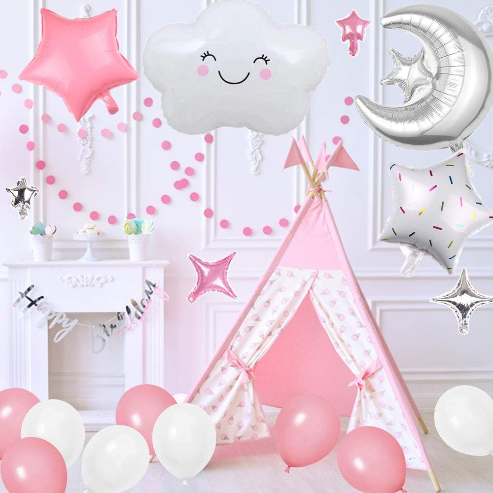 DUFACAI white cloud balloons soften the scene with dreamy accents