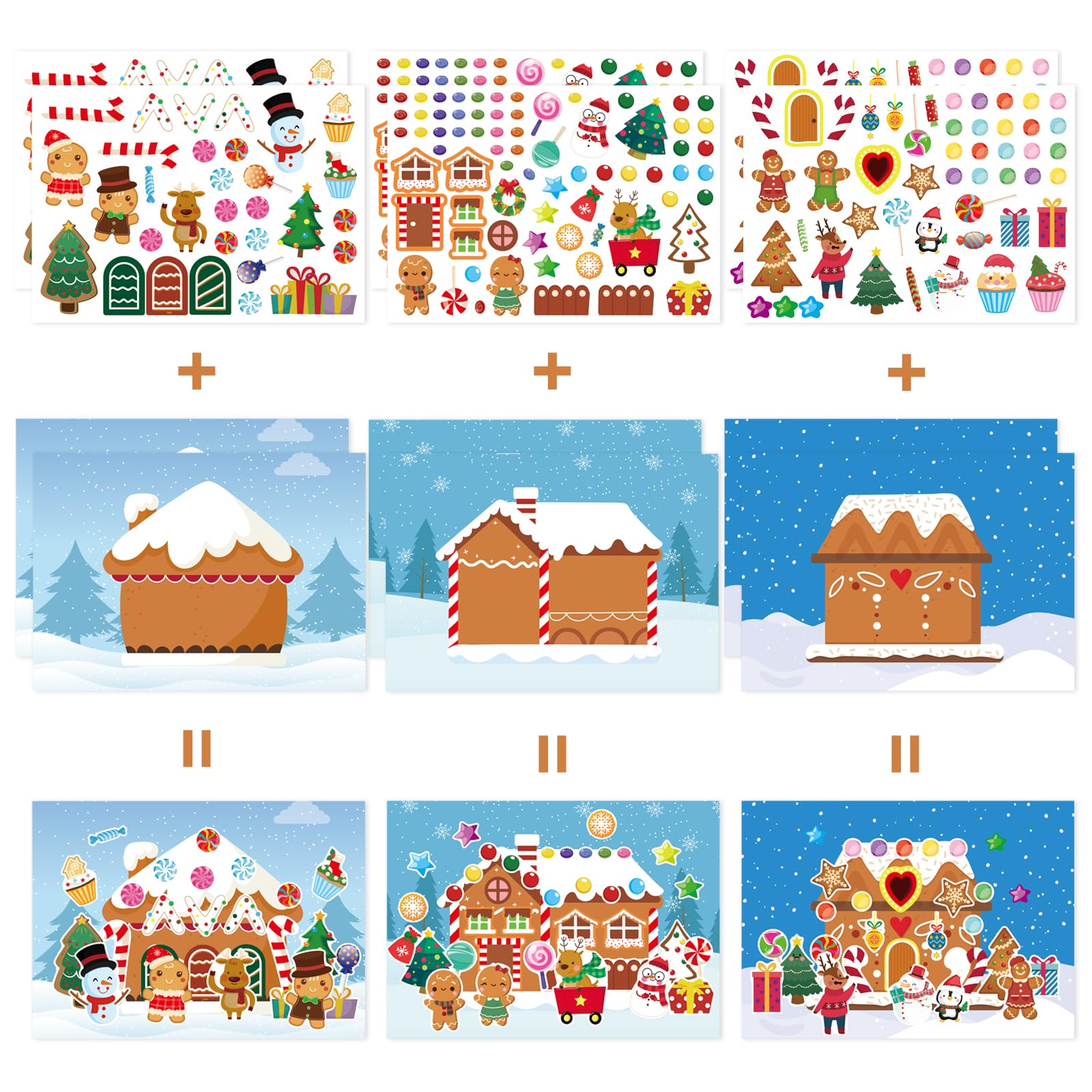 DUJAA gingerbread house stickers with candy details showcase sparkling accents for holiday projects