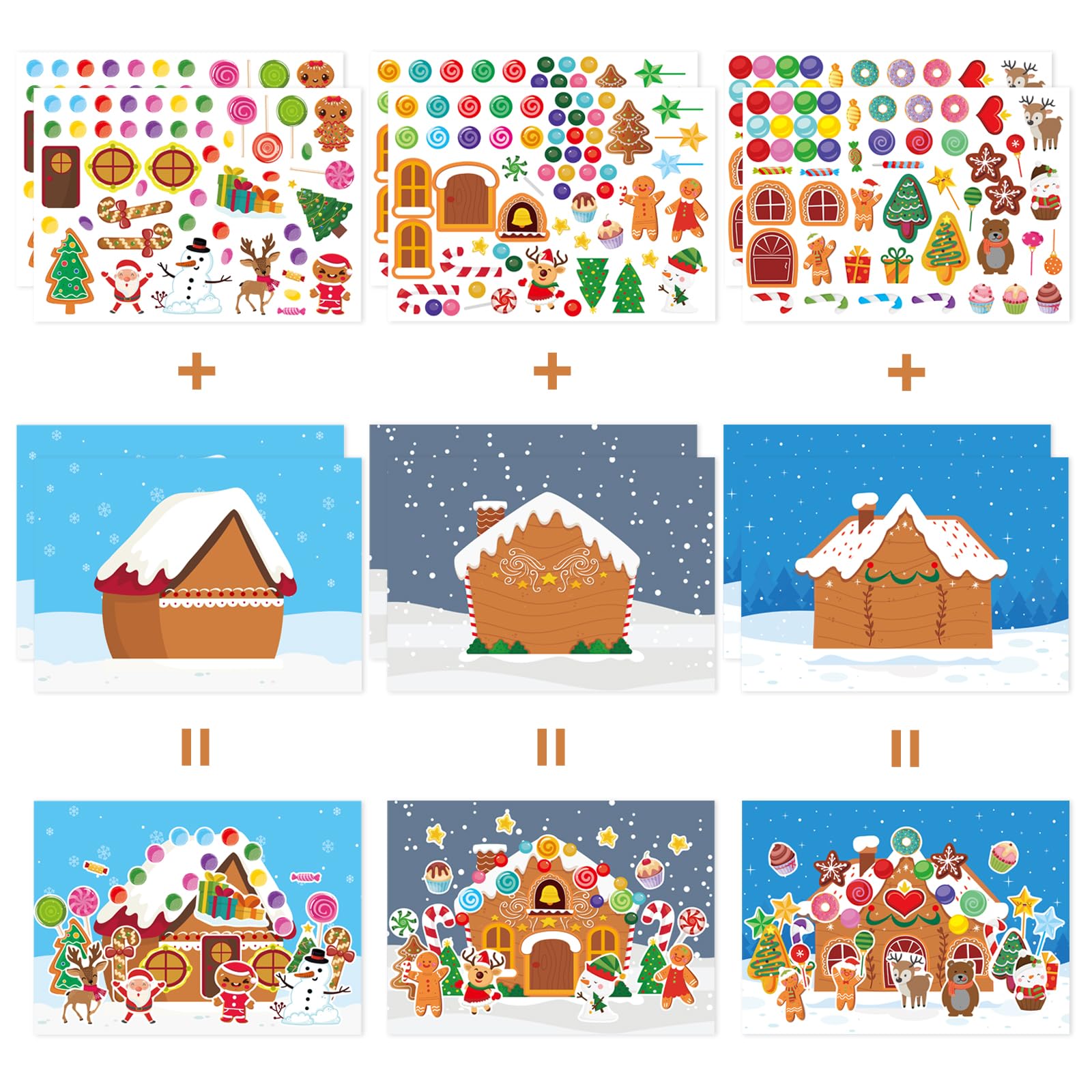 DUJAA gingerbread house stickers sheets on display highlighting colorful details for kids