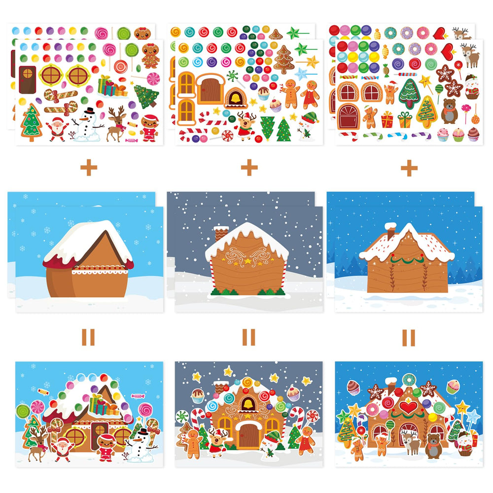 DUJAA gingerbread house stickers sheets on display highlighting colorful details for kids