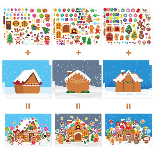 DUJAA gingerbread house stickers sheets on display highlighting colorful details for kids