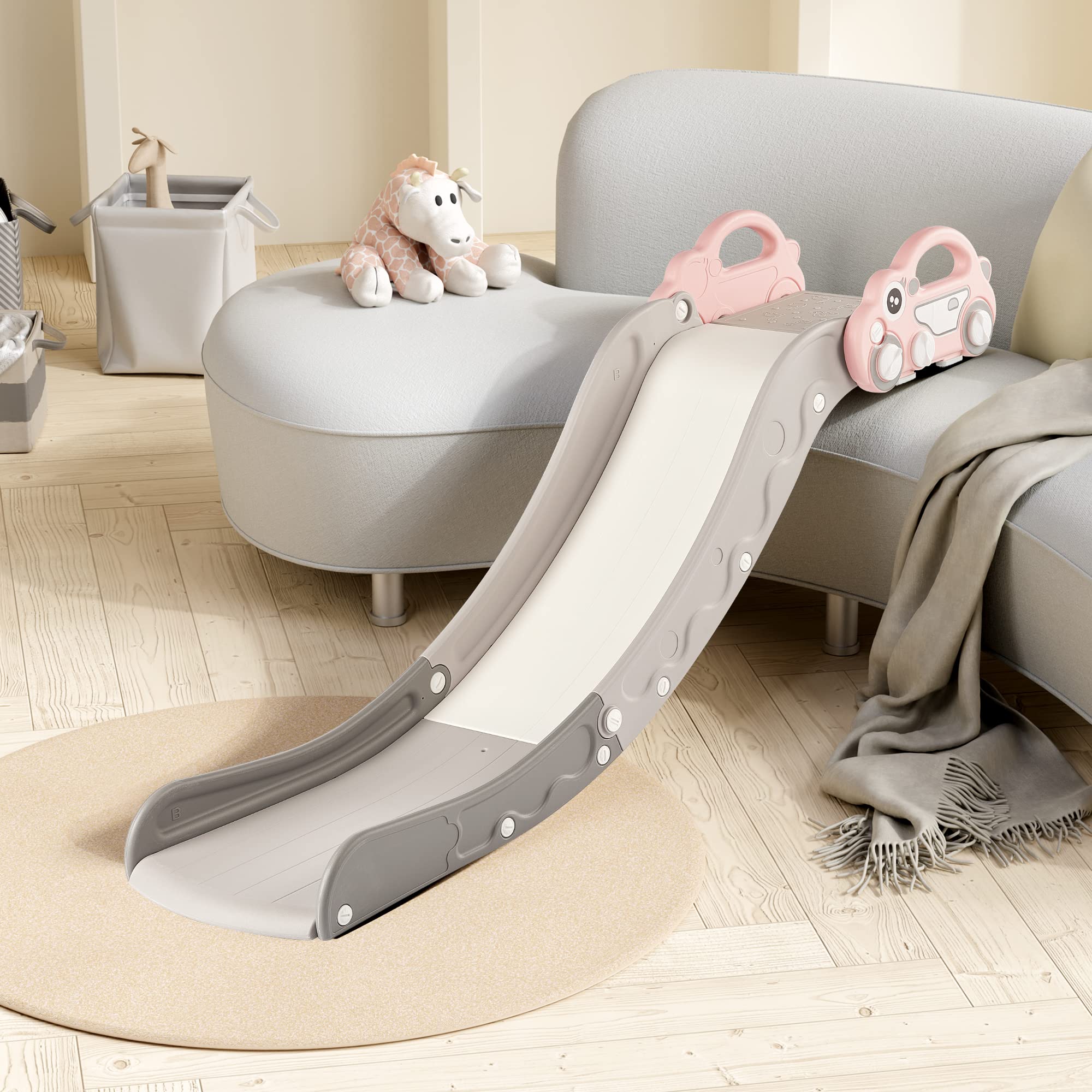Duke Baby indoor pink sofa slide with car design for safe toddler play